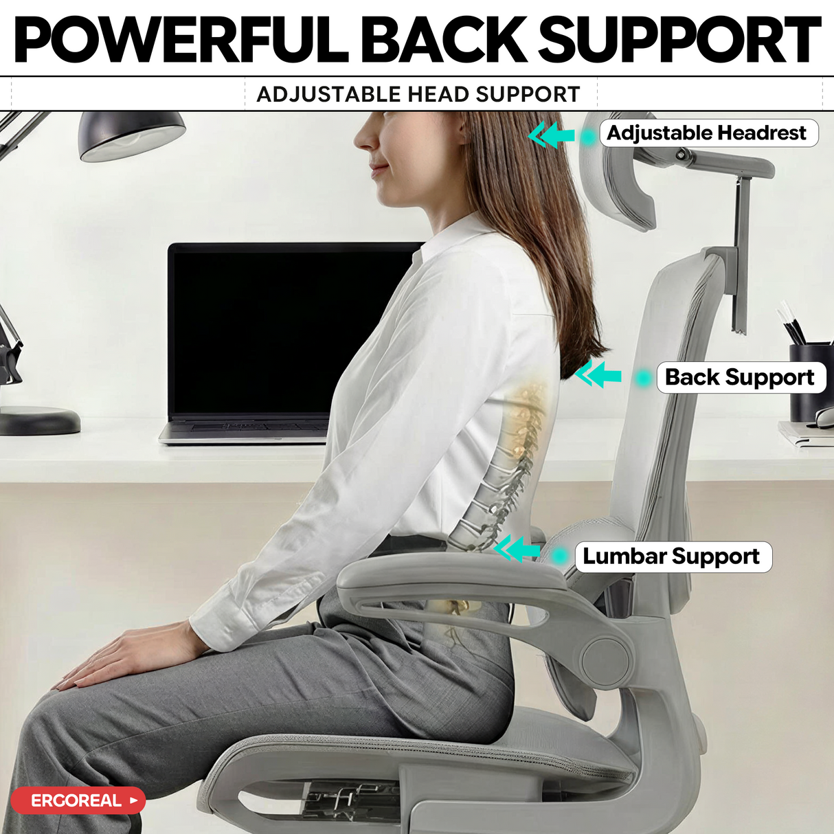 Ergoreal Ergo Pro エルゴノミックオフィスチェア ER-25W05-EU グレー