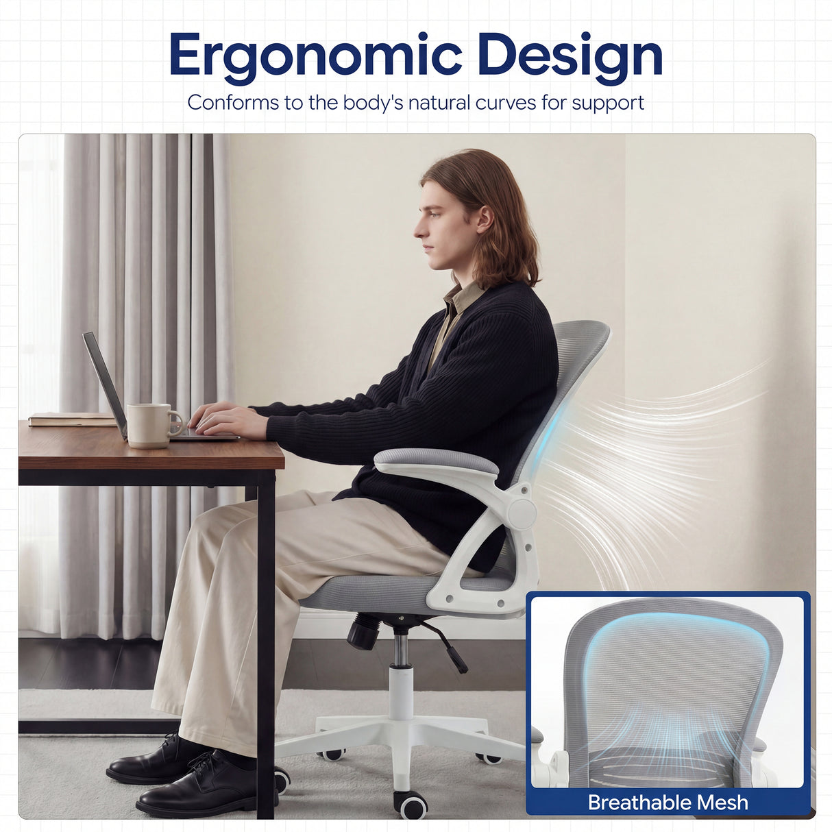 Ergoreal Lite Flex オフィスチェア ER-25W0202-US グレー