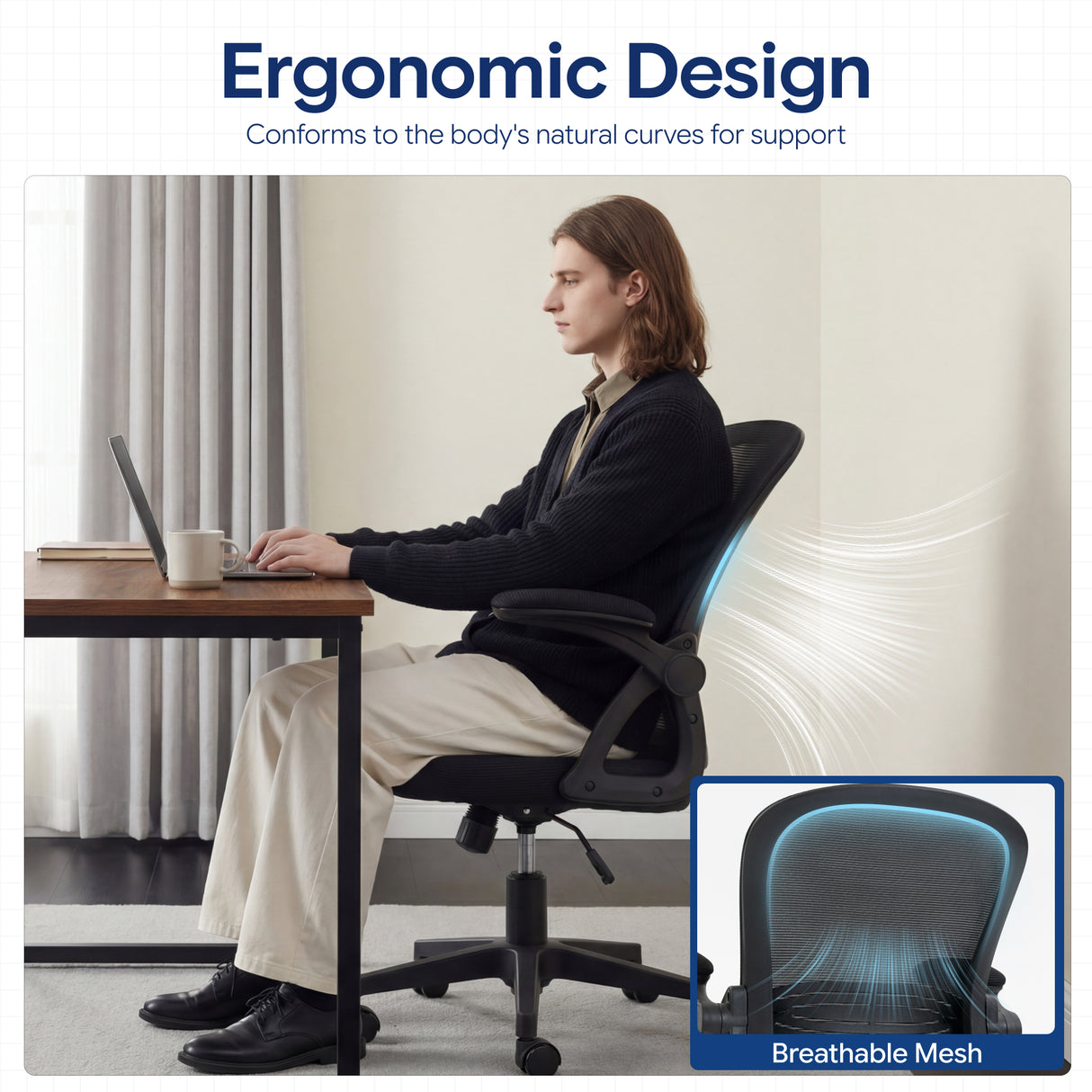 Ergoreal Lite Flex オフィスチェア ER-25W0201-US ブラック