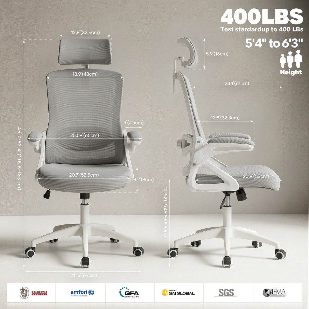 Ergoreal Ergo Pro エルゴノミックオフィスチェア ER-25W06-US グレー
