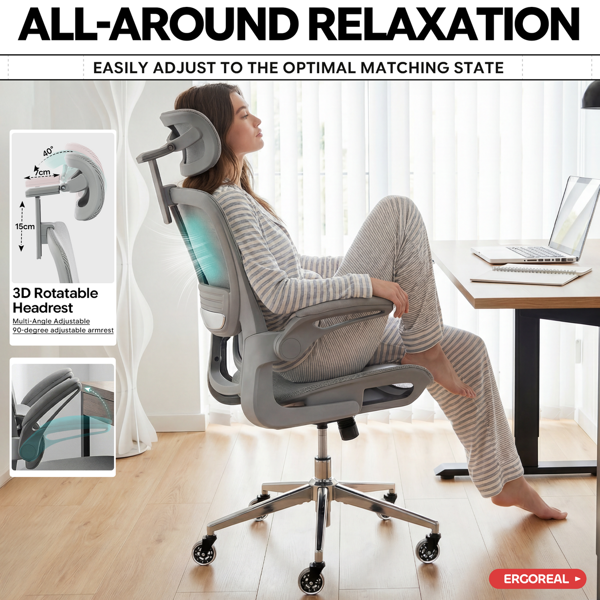 Ergoreal Ergo Pro エルゴノミックオフィスチェア ER-25W05-EU グレー
