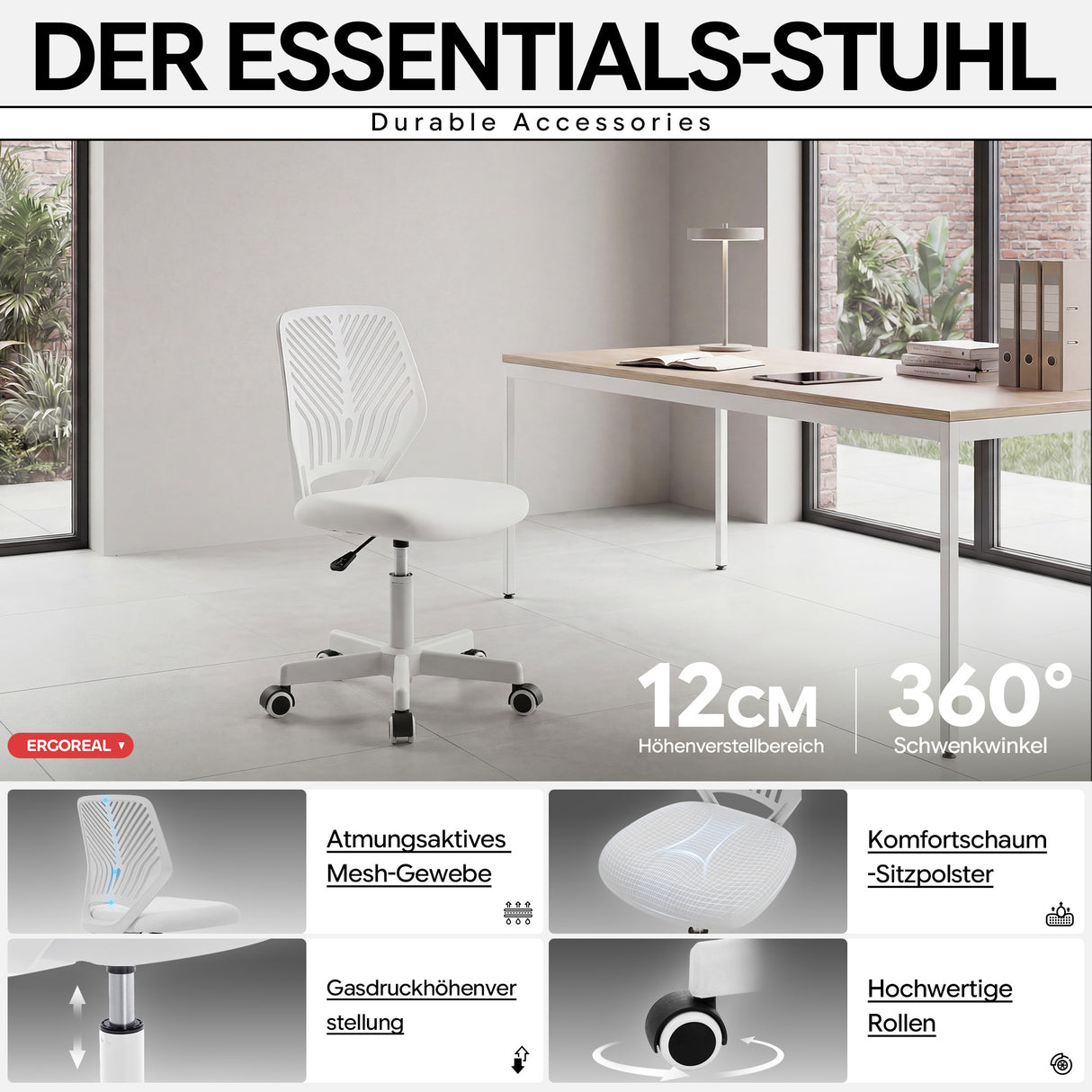 Ergoreal Lite オフィスチェア ER-25W0102-EU ホワイト